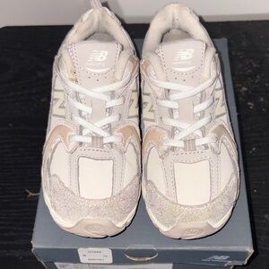 New Balance Kids Beige and White Sneakers